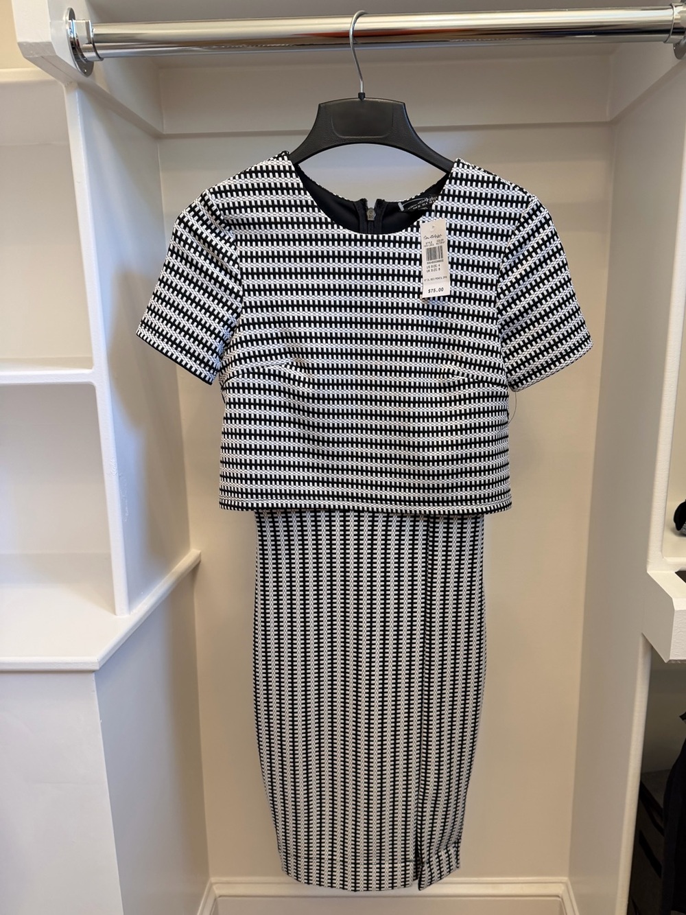 NWT Miss Selfridge Black and White Patterned Midi Two-Piece Dress size 4